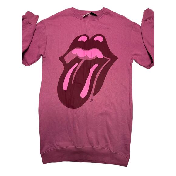 Zara X The Rolling Stones Pink Oversized Sweatshirt Dress Size 13/14 / Small - Picture 3 of 11